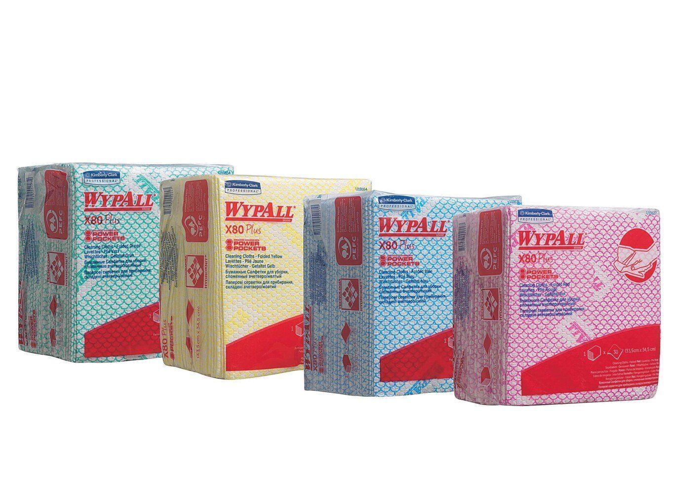 Paños WypAll® X80 Plus Critical Clean™ 19127 - Paños industriales rojos de 1 capa - 8 paquetes x 30 paños plegados 1/4 (240 en total) - Imagen 5