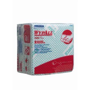 Paños WypAll® X80 Plus Critical Clean™ 19154 - Paños industriales verdes de 1 capa - 8 paquetes x 30 paños plegados 1/4 (240 en total)