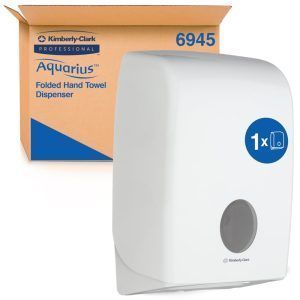 Dispensador Aquarius™ 6945 - Dispensador de toallas plegadas interplegadas - 1 unidad blanca de alta capacidad
