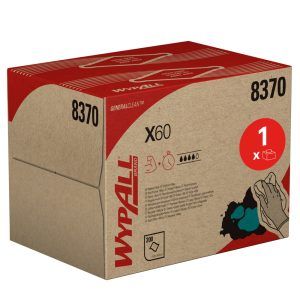 Paños WypAll® X60 General Clean™ 8370 - Paños industriales azules de 1 capa - 1 caja BRAG™ Box x 200 paños desplegables (200 en total)