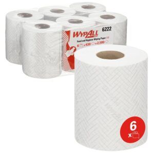 Celulosa WypAll® L10 Reach™ 6222 para Alimentación y Servicio - 6 Rollos de 430 hojas