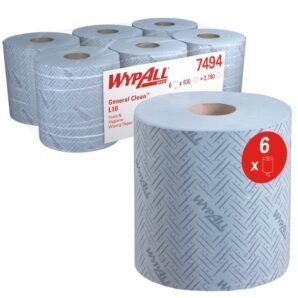 Celulosa Azul WypAll® L10 General Clean™ 7494 Flujo Central - 6 rollos x 630 hojas