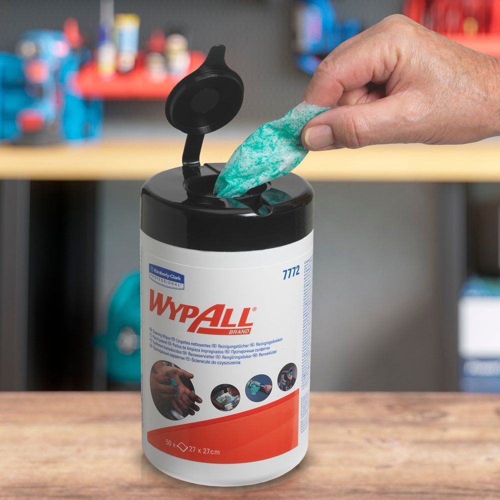 Bayetas Húmedas WypAll® Power Clean™ 7772 - Bayetas industriales verdes presaturadas - 6 envases x 50 bayetas de doble textura (300 en total) - Imagen 6