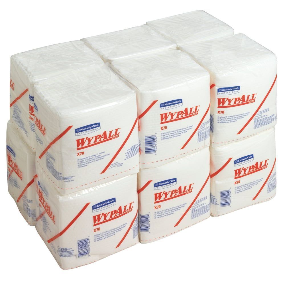 Bayetas WypAll® X70 Power Clean™ 8387 - Bayetas industriales blancas de 1 capa - 12 paquetes x 76 bayetas plegadas 1/4 (912 en total) - Imagen 2