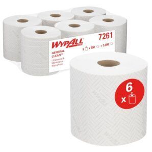Celulosa WypAll® L20 Blanco 7261 Flujo Central Reach+™ – 6 bobinas de 550 un.