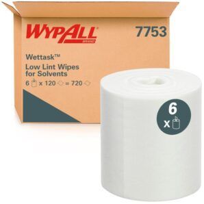 WypAll® Wettask™ Toallitas para Disolventes 6 Rollos x 120 Toallitas Blancas (720 en Total)