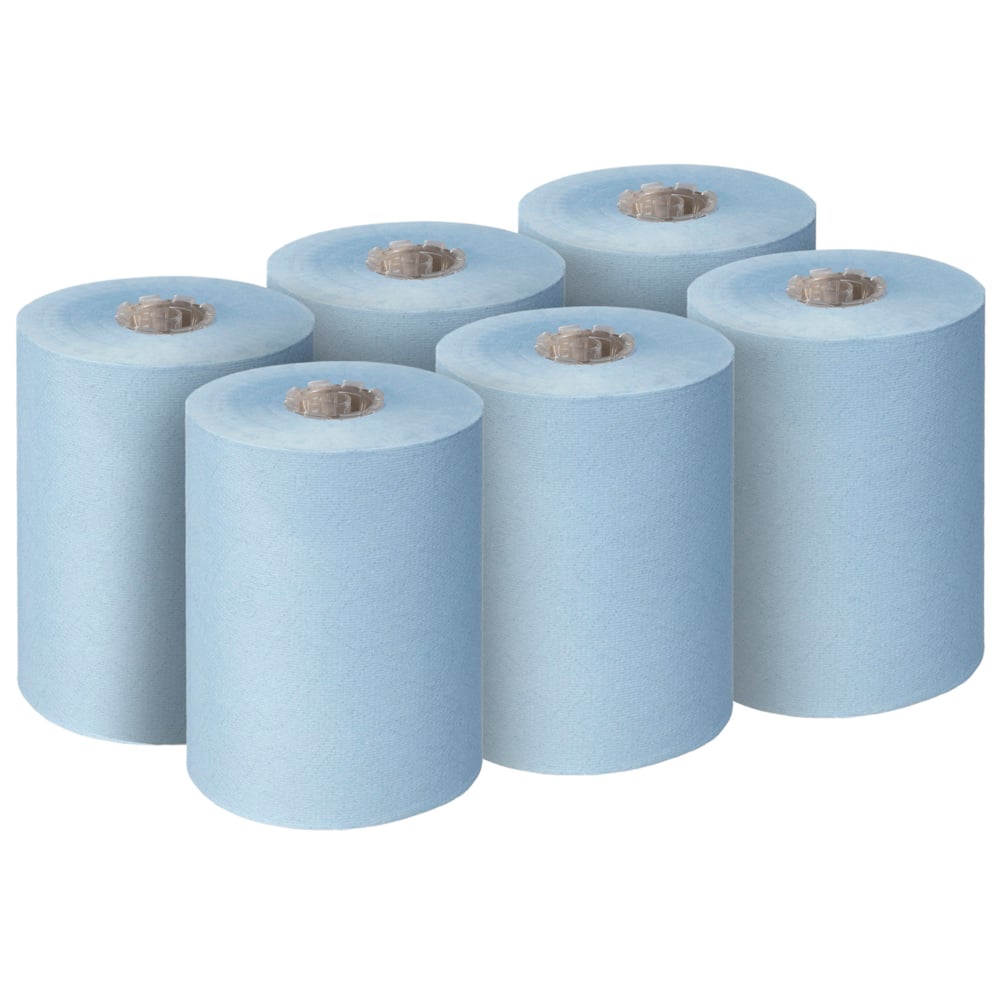 Toallas Secamanos en Rollo Slimroll™ Scott® Essential™ 6696 – 6 rollos de 190 metros, 1 capa, Color Azul, Tecnología Airflex™ - Imagen 2