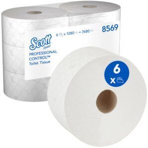 Papel Higiénico de Dispensación Central Scott® Control™ 8569 – 6 rollos de 1.280 hojas, 2 capas, 100% Reciclado, Alta Capacidad