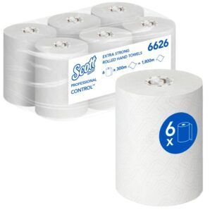 Papel secamanos en rollo ultrarresistente Scott® Control™ 6626 - Papel secamanos - 6 rollos de papel secamanos x 300 m (1800 m en total)