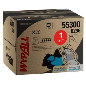 Paños Industriales WypAll® X70 Power Clean™ 8296 – BRAG™ Box (1 Caja x 200 Paños Blancos)