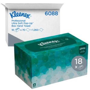 Kleenex® Ultra Soft Pop Up Toallas de Manos Entrelazadas 6088, 18 Cajas de 70 Hojas de Papel, Color: Blanco